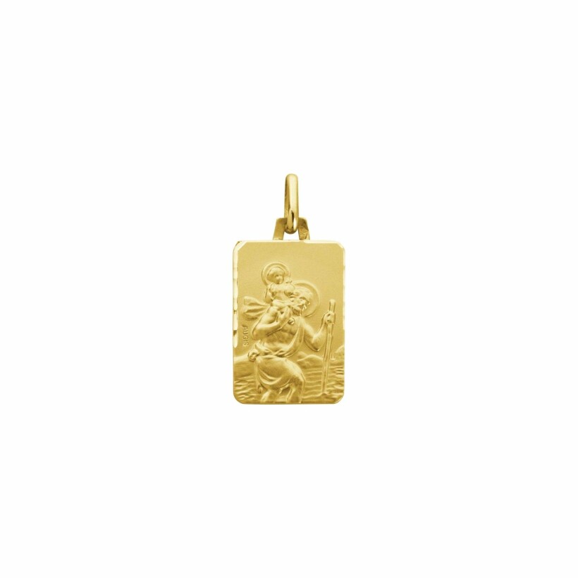 Médaille Augis St Christophe facetée en or jaune, 18x12mm