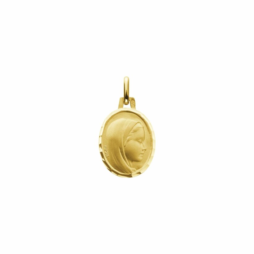 Médaille Augis Vierge profil ovale facetée en or jaune, 16mm