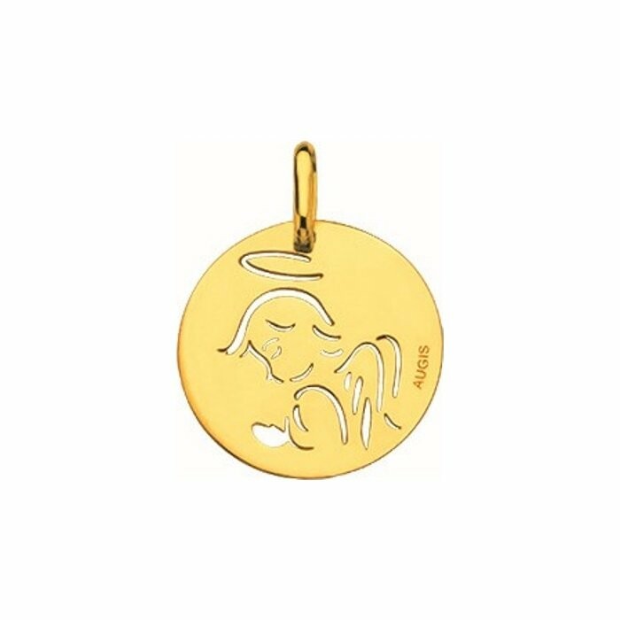 Médaille de baptême Augis Ange ajouré en or jaune, 15mm