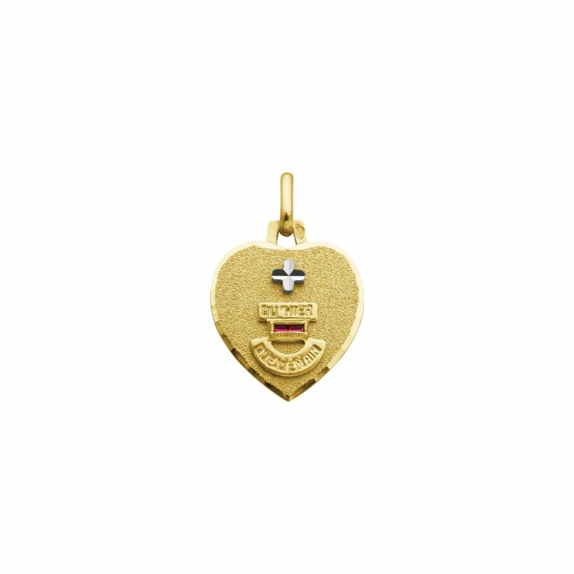 Médaille Augis d'Amour cœur en or jaune et rubis, 16mm