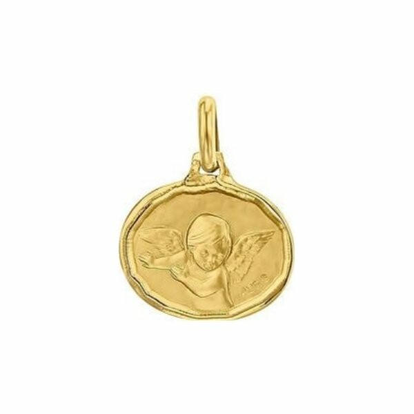 Médaille de baptême Augis Ange de Raphaël en or jaune, 16mm