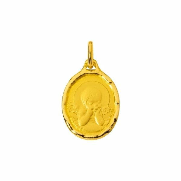 Médaille de baptême Augis Ange ailes déployées en or jaune, 16mm