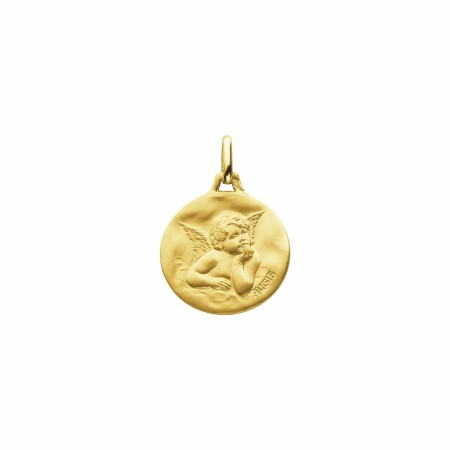 Médaille Augis Ange Raphaël en or jaune, 18mm