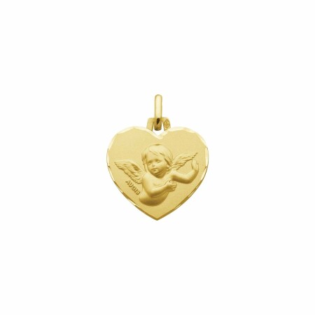 Médaille Augis Ange cœur facetée en or jaune, 16mm