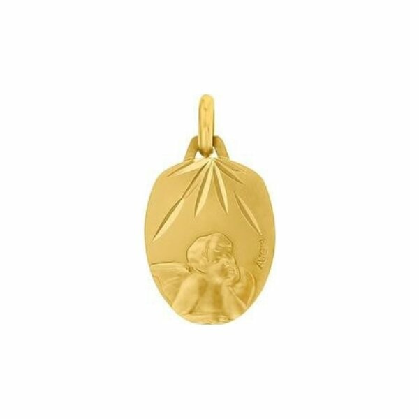 Médaille de baptême Augis Ange de Raphaël en or jaune, 16mm