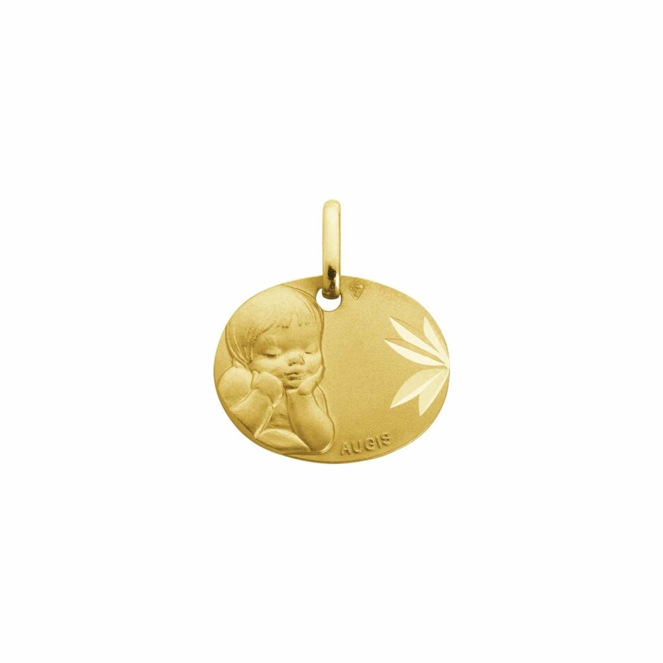 Médaille Augis Enfant réveur facetée en or jaune, 16mm