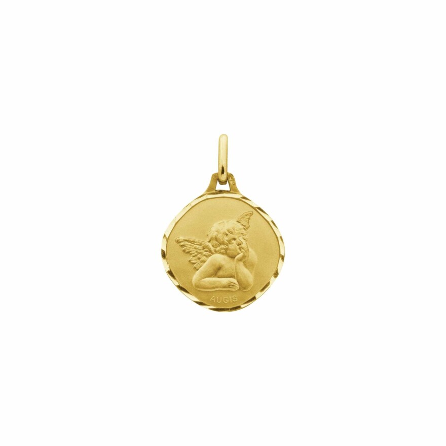 Médaille Augis Ange Raphaël en or jaune, 15mm