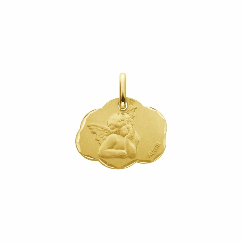 Médaille Augis Ange Raphaël nuage facetée en or jaune, 16mm