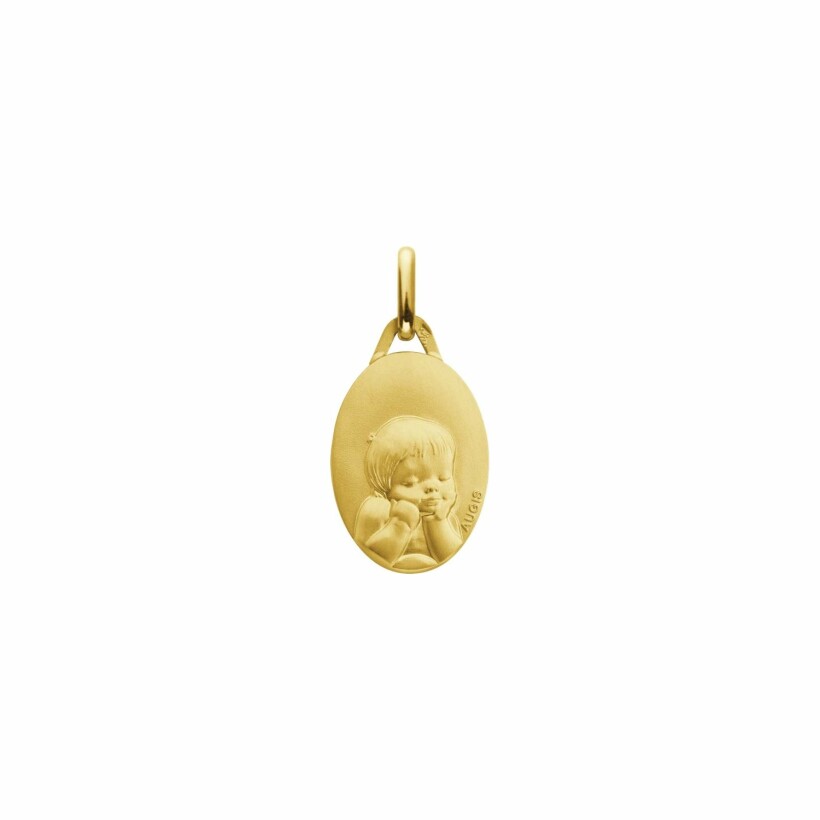 Médaille Augis Ange ovale en or jaune, 16mm