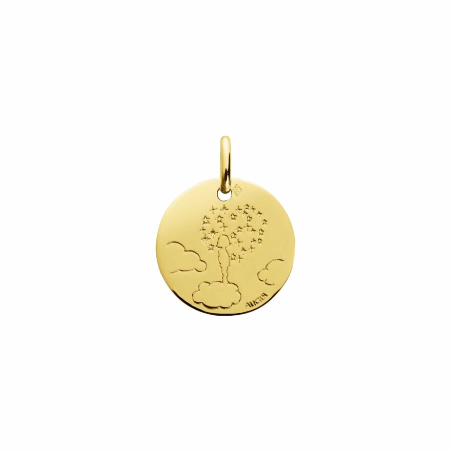 Médaille Augis Enfant tête dans nuages en or jaune, 16mm