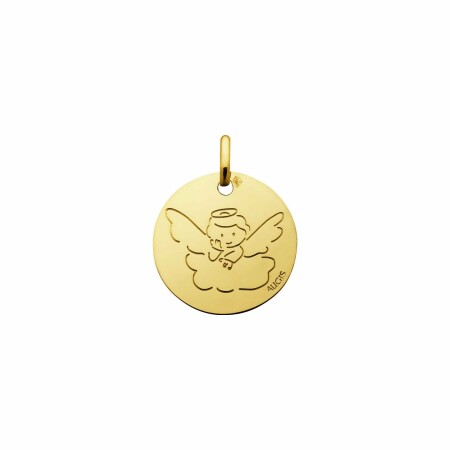 Médaille Augis Ange auréolée nuage en or jaune, 16mm