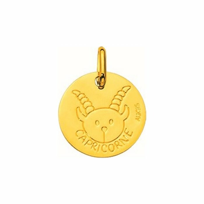 Médaille zodiaque Augis Capricorne en or jaune, 14mm