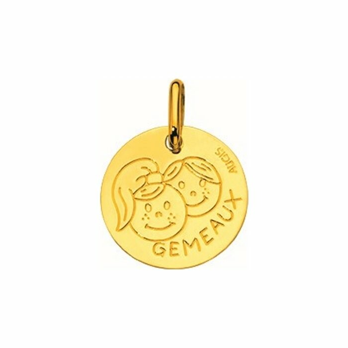 Médaille zodiaque Augis Gémeaux en or jaune, 14mm