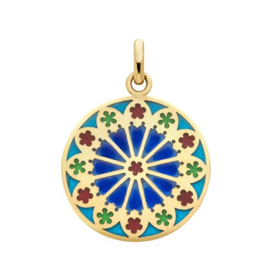 Arthus Bertrand Strasbourg medal, 18mm, translucent red blue enamel, yellow gold