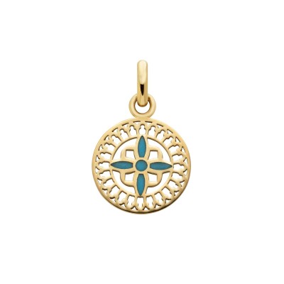 Médaille Arthus Bertrand Mont Saint Michel croix 12 mm émail bleu translucide or jaune