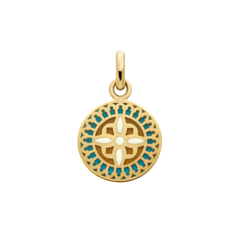 Médaille Arthus Bertrand Mont Saint Michel 12 mm émail ocre turquoise translucide or jaune