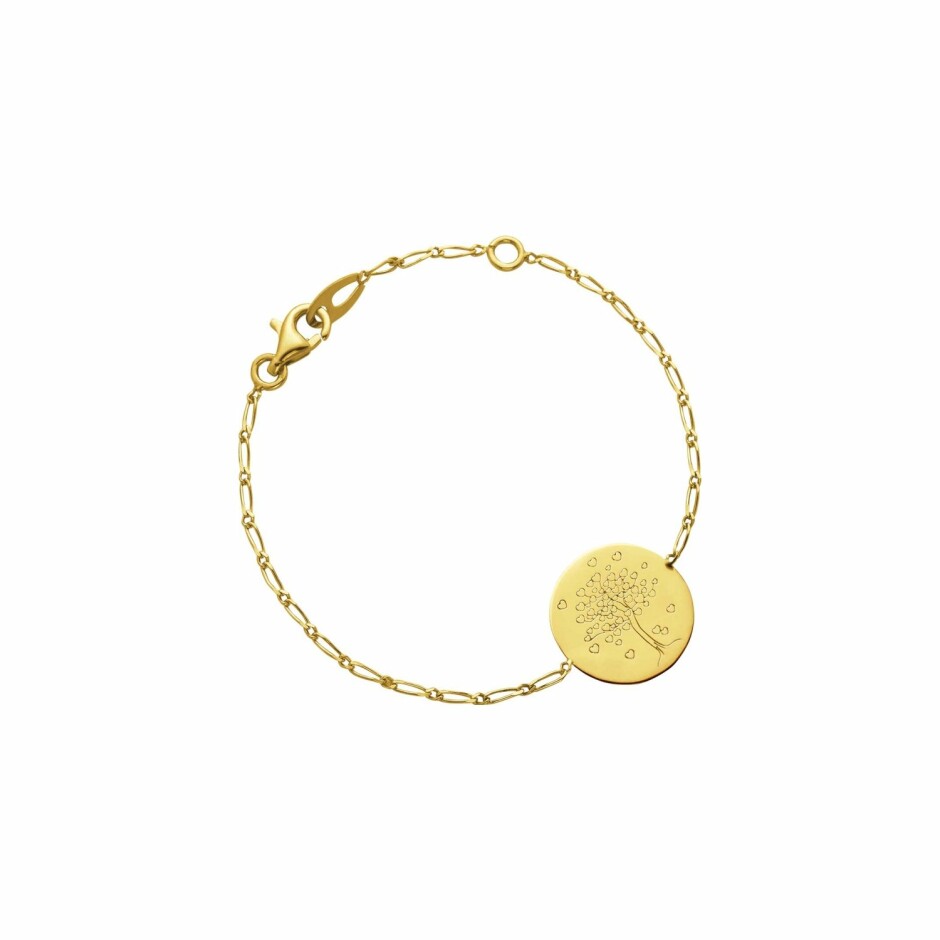Bracelet Augis Arbre aux cœurs en or jaune, 14cm