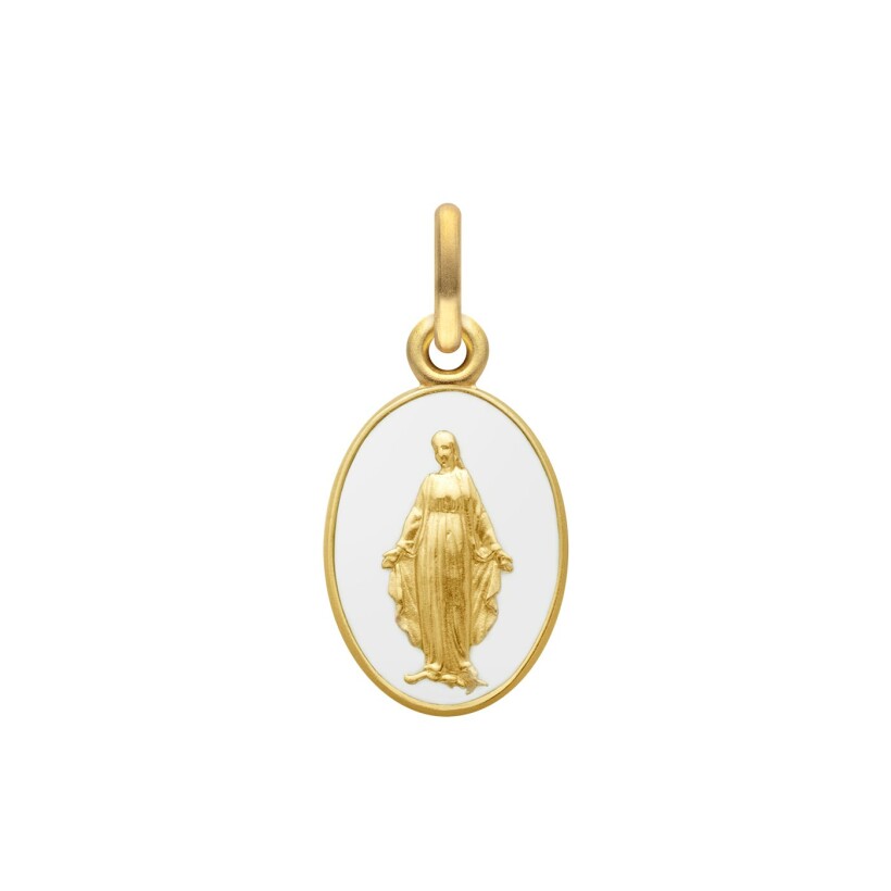 Médaille Arthus Bertrand Vierge Miraculeuse 2 faces 13 mm laque blanche or jaune sablé