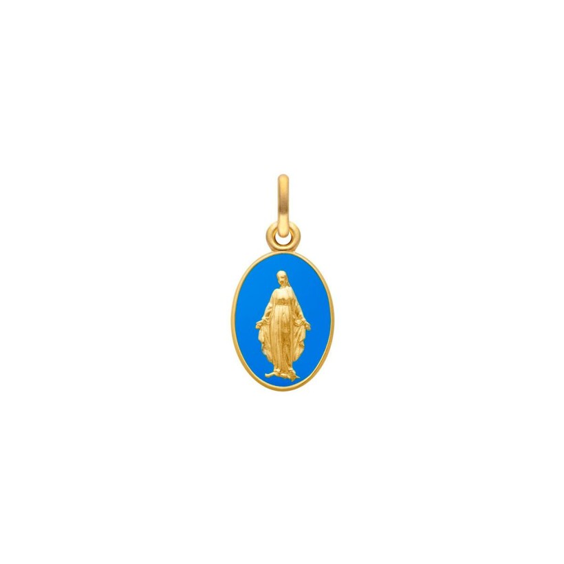 Médaille Arthus Bertrand Les Miraculeuses en or jaune et laque bleu roi, 17mm