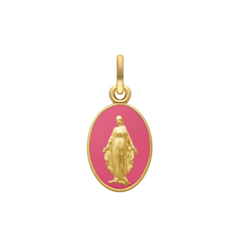 Médaille Arthus Bertrand Vierge Miraculeuse 2 faces 13 mm laque rose or jaune sablé