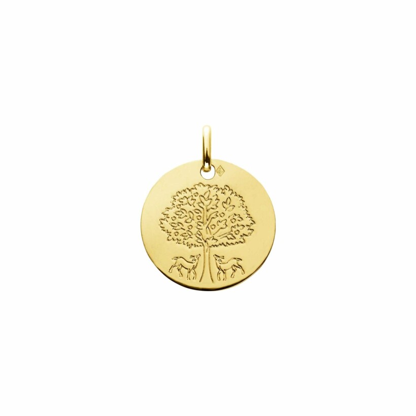 Médaille Augis Arbre de vie biches en or jaune, 18mm