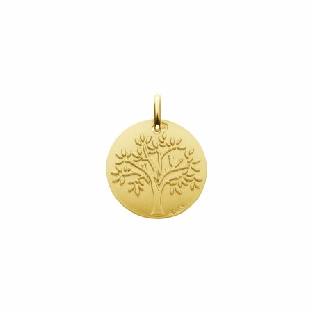 Médaille Augis Arbre de vie oiseau en or jaune, 18mm