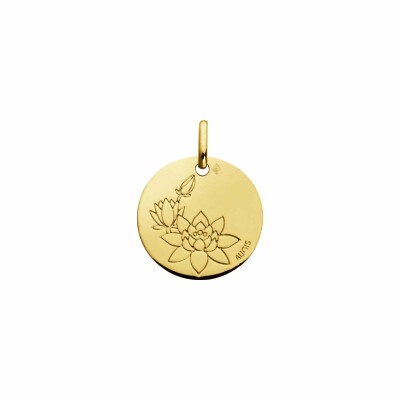 Médaille Augis Fleur de lotus double en or jaune, 16mm