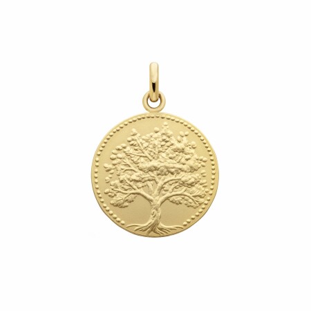 Médaille Arthus Bertrand Arbre de vie 18mm en or jaune sablé