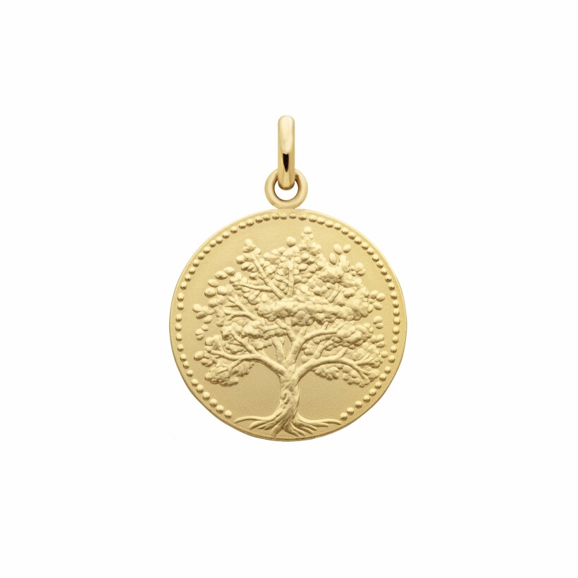 Médaille Arthus Bertrand Arbre de vie 18mm en or jaune sablé