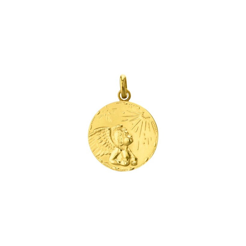 Medal Arthus Bertrand Ange Espoir 18 mm F. Thin sandblasted yellow gold