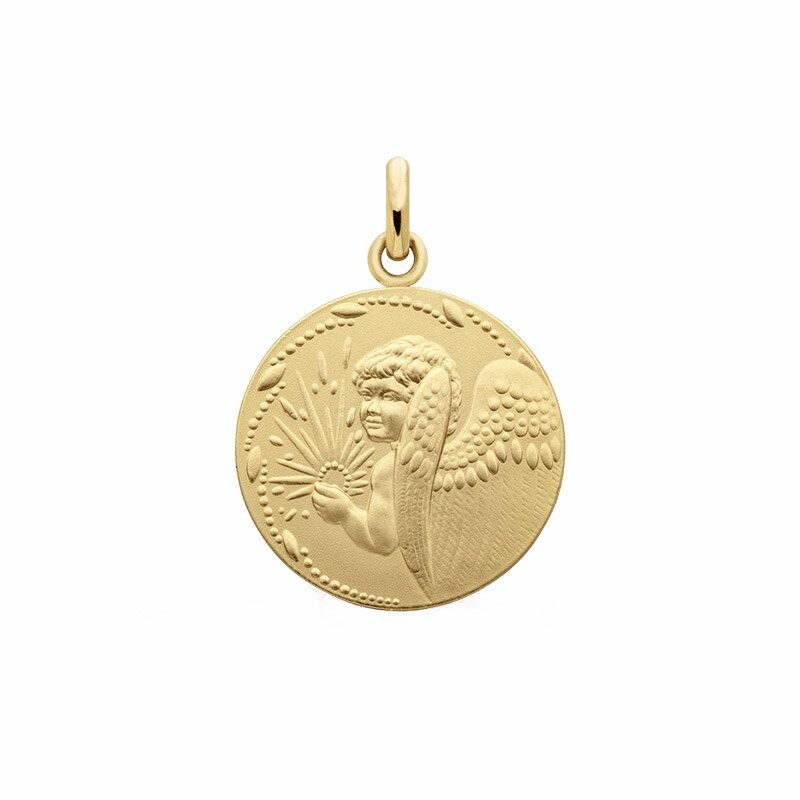 Arthus Bertrand Light Angel medal, 18mm, sandblasted yellow gold
