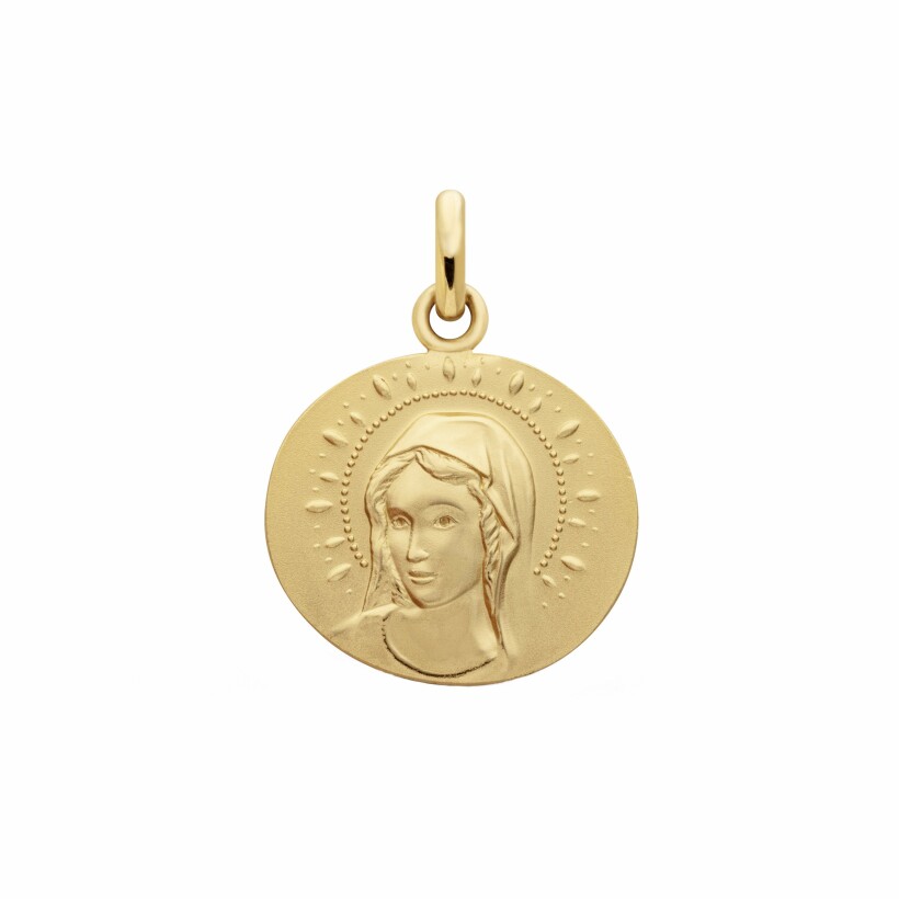 Arthus Bertrand Young Gracious Virgin Medal - Pebble 16 mm sandblasted yellow gold
