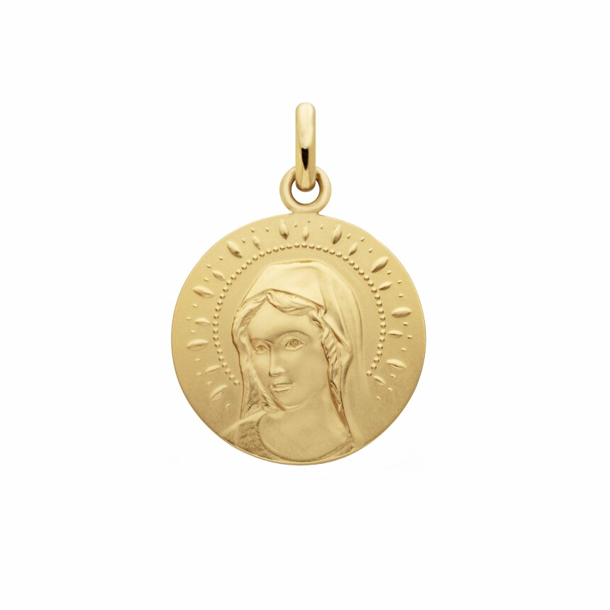 Arthus Bertrand young gracious virgin medal, 18mm, sandblasted yellow gold