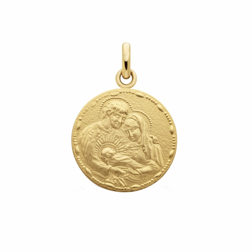 Arthus Bertrand Holy family medal, 18mm, sandblasted yellow gold