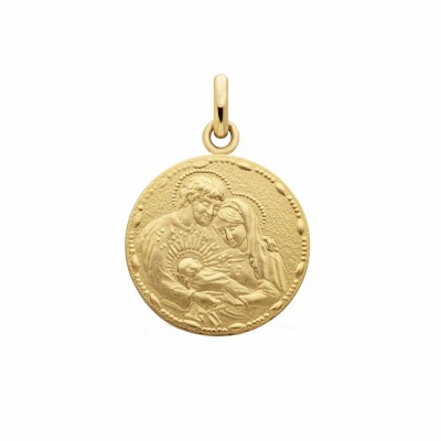 Arthus Bertrand Holy family medal, 18mm, sandblasted yellow gold