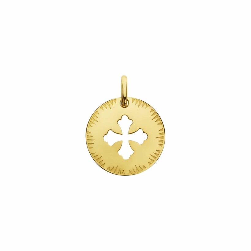 Médaille Augis Croix fantaisie ajourée en or jaune, 16mm