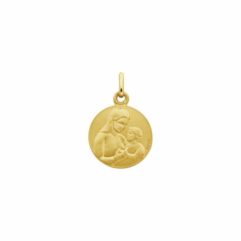 Médaille Augis Vierge à l'enfant en or jaune, 16mm