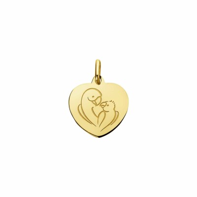 Pendentif Augis Cœur bébé love bird en or jaune, 15x14mm