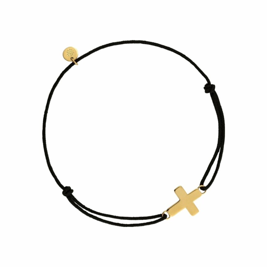 Arthus Bertrand cord bracelet, baby cross in yellow gold, 13mm