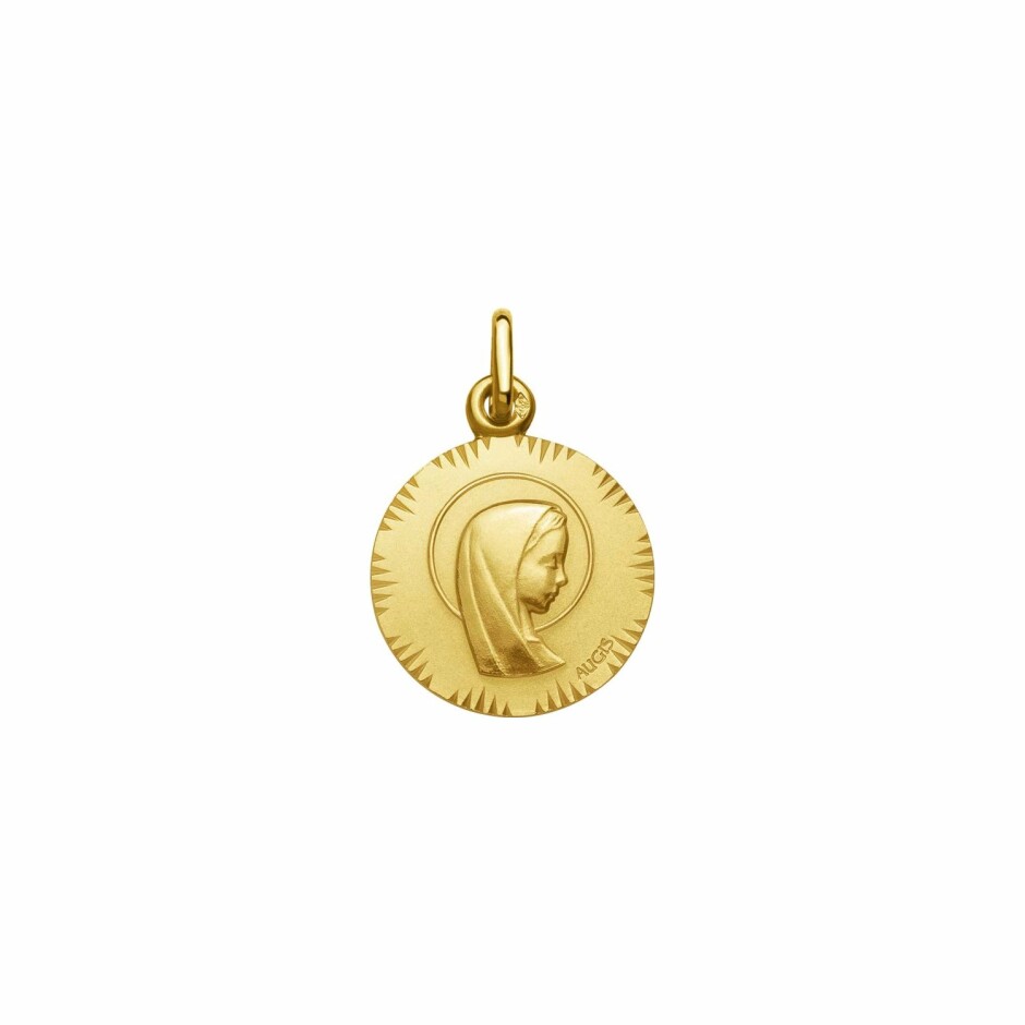 Médaille Augis Vierge auréolée rais de lumière en or jaune, 16mm