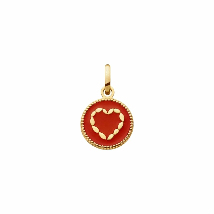 Arthus Bertrand Coeur medal in yellow gold, red enamel, 10mm