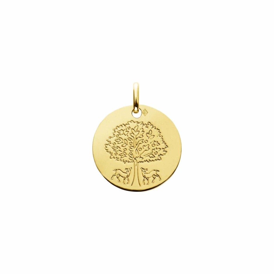 Médaille Augis Arbre de vie biches en or jaune, 16mm
