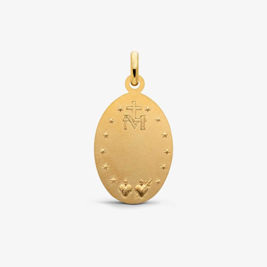 Arthus Bertrand miraculous virgin medal, sandblasted yellow gold