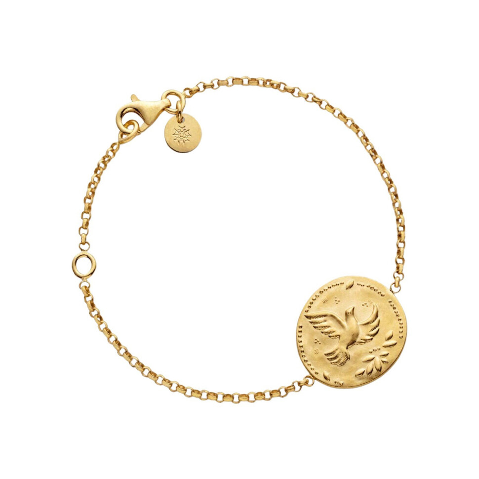 Bracelet identité Arthus Bertrand Colombe aux Etoiles Jaseron en or jaune sablé