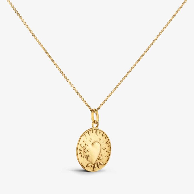 Médaille Arthus Bertrand Cœur aux Etoiles en or jaune sablé