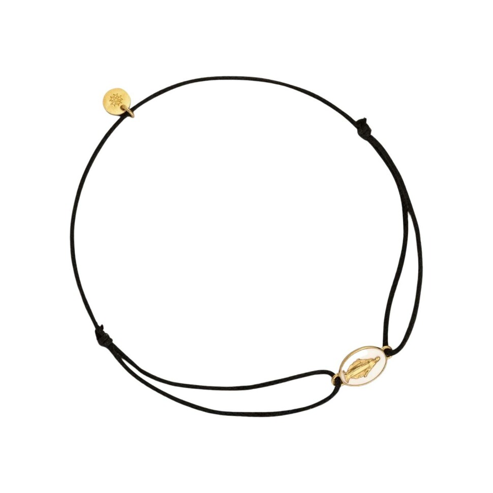 Bracelet sur cordon Arthus Bertrand Médaille Miraculeuse ivoire en or jaune