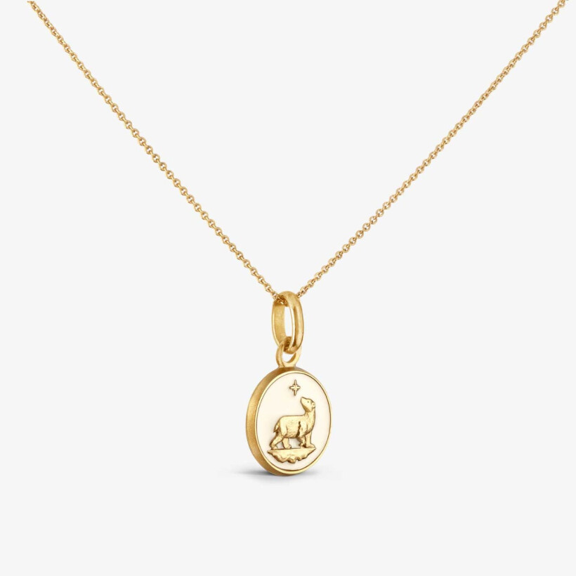 Médaille Arthus Bertrand Ours en or jaune poli et laque ivoire