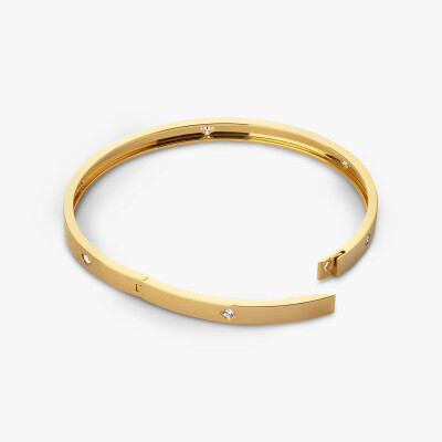 Arthus Bertrand royal bangle bracelet, polished yellow gold and diamonds