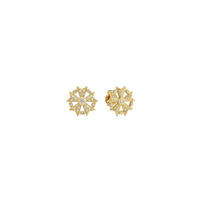 Boucles d'oreilles puces Arthus Bertrand Gloria Etoilée en or jaune poli et diamants