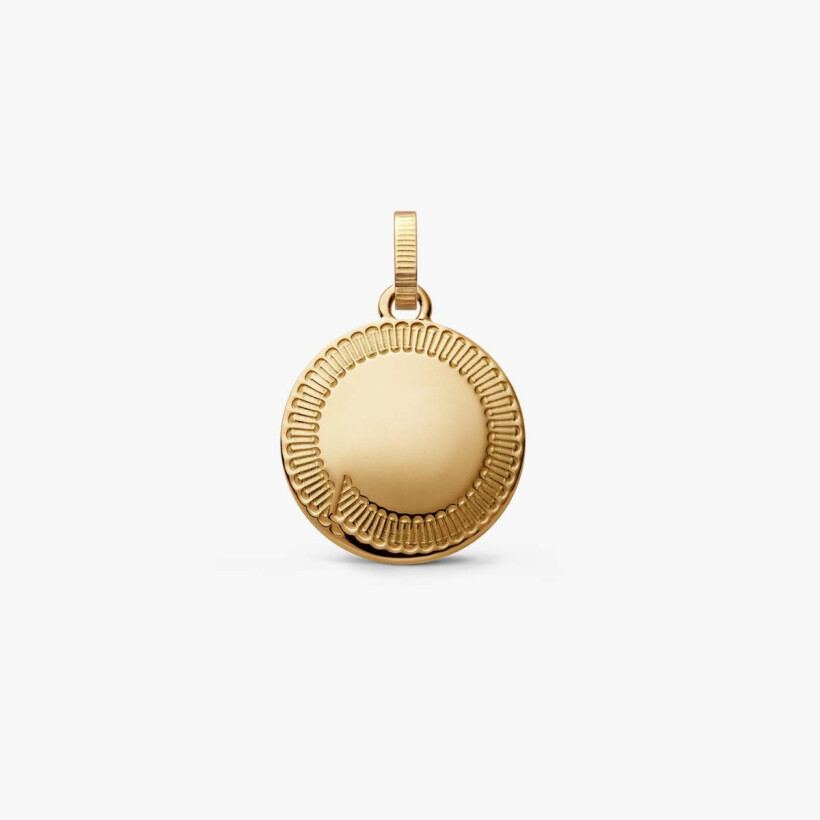 Médaille Arthus Bertrand Gaïa en or jaune poli, laque bleue ciel et diamants